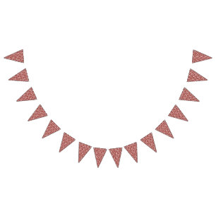Red and orange abstract shapes blend and overlap a bunting 