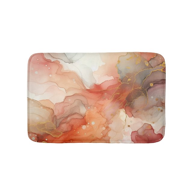 Red and orange alcohol ink bath mat (Front)
