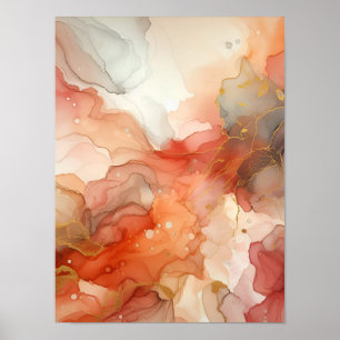 Red and orange alcohol ink poster