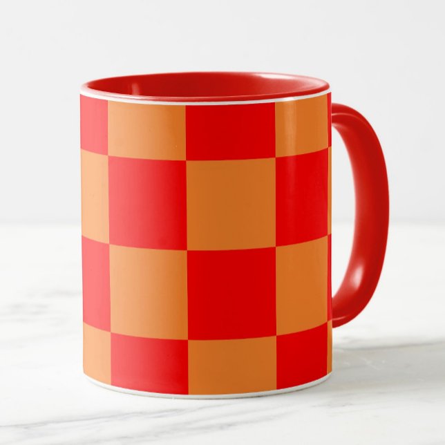 Red and Orange Chequered Pattern  Mug (Creator Uploaded)