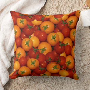 Red and Orange Cherry Tomatoes Cushion