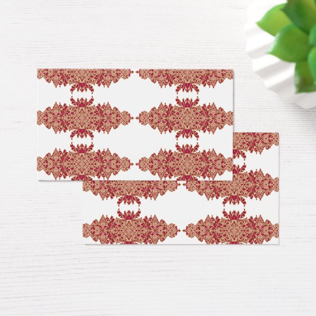 Red and orange floral design with ornamental graph (Desk)