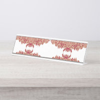 Red and orange floral design with ornamental graph