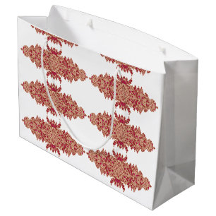 Red and orange floral design with ornamental graph large gift bag
