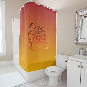 Red and Orange Floral Mandala Art Shower Curtain