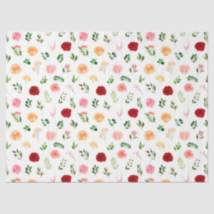 Red and Orange Flowers with Foliage Pattern Tissue Paper