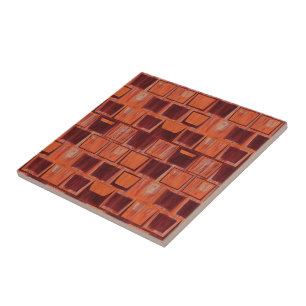 Red and Orange Geometric Ceramic Tile