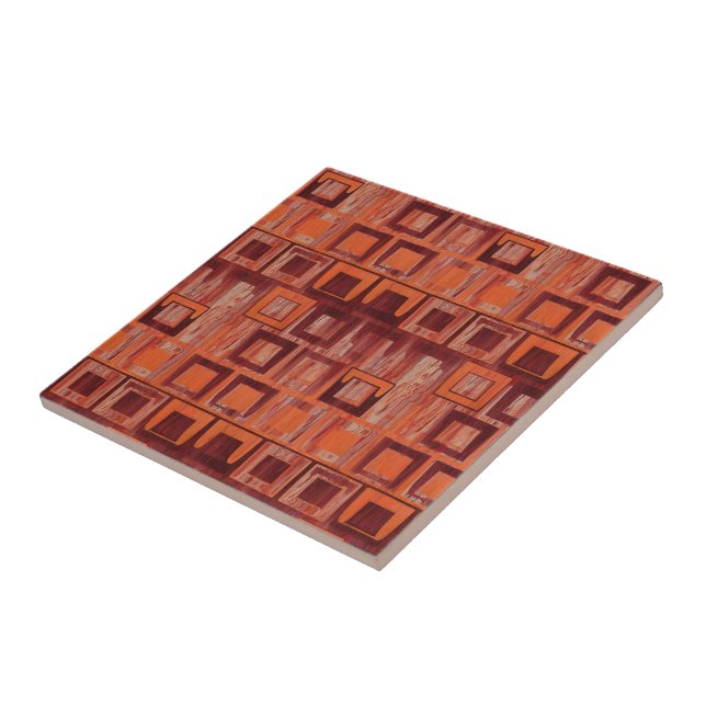 Red and Orange Geometric Ceramic Tile (Side)