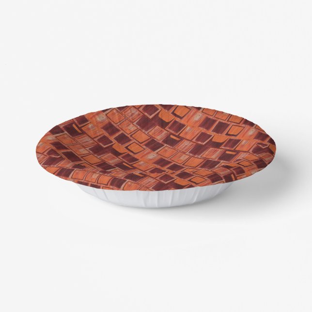Red and Orange Geometric Ceramic Tile Paper Plate (Angled)