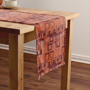 Red and Orange Geometric Medium Table Runner