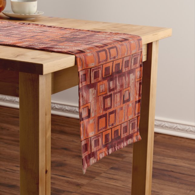 Red and Orange Geometric    Medium Table Runner (In Situ)