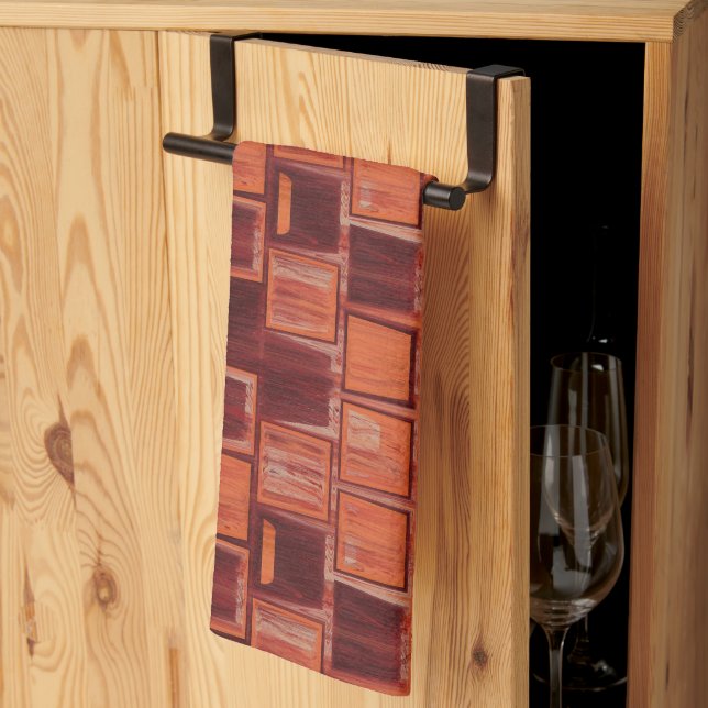 Red and Orange Geometric  Tea Towel (Thirds Fold)
