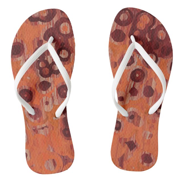 Red and Orange Geometric  Thongs (Footbed)