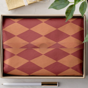 Red and Orange Harlequin Checkered Design Tissue Paper
