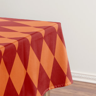 Red and Orange Harlequin Chequered Design  Tablecloth