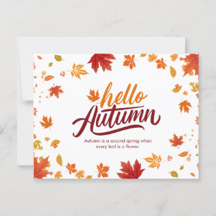 Red and Orange Hello Autumn Illustrative Postcard