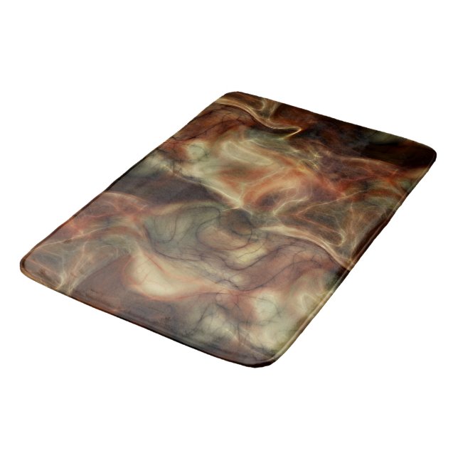 red and orange Marble abstract Bath Mat (Angled)
