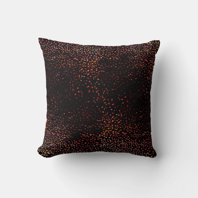 red and orange ombre watercolor dot scatter cushion (Front)