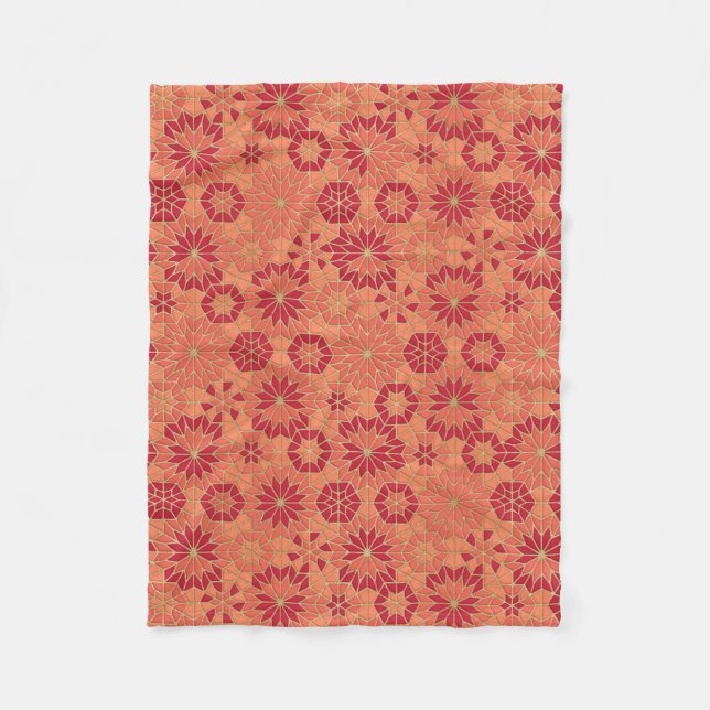 Red and orange pattern fleece blanket (Front)
