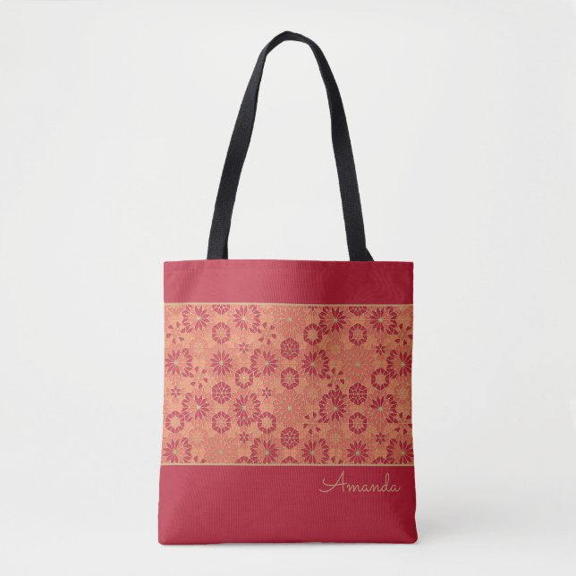Red and orange pattern tote bag (Front)