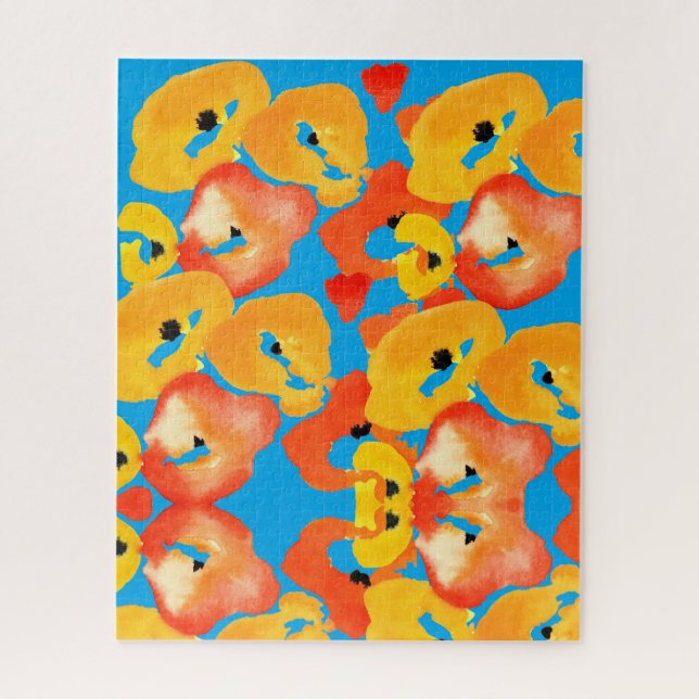 Red and orange poppies floral art jigsaw puzzle (Vertical)