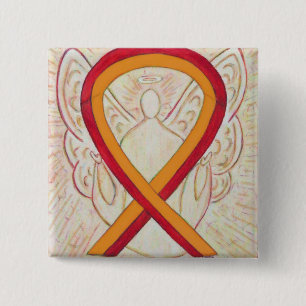 Red and Orange Ribbon Awareness Angel Pin