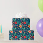 Red and Orange Roses Wedding Wrapping Paper<br><div class="desc">Red and orange roses on a navy background is the perfect wedding gift wrap your bride will love.
The navy background cannot be changed.</div>