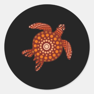 Red And Orange Turtle Aboriginal Classic Round Sticker