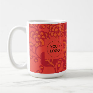 Red and Orange Vibrant and Bold Floral Pattern Coffee Mug