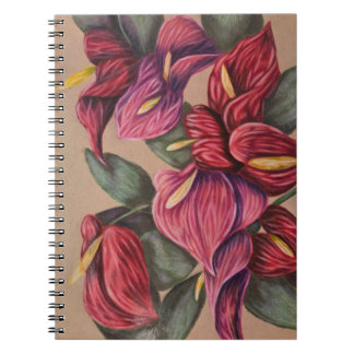 Red and pink anthurium notebook