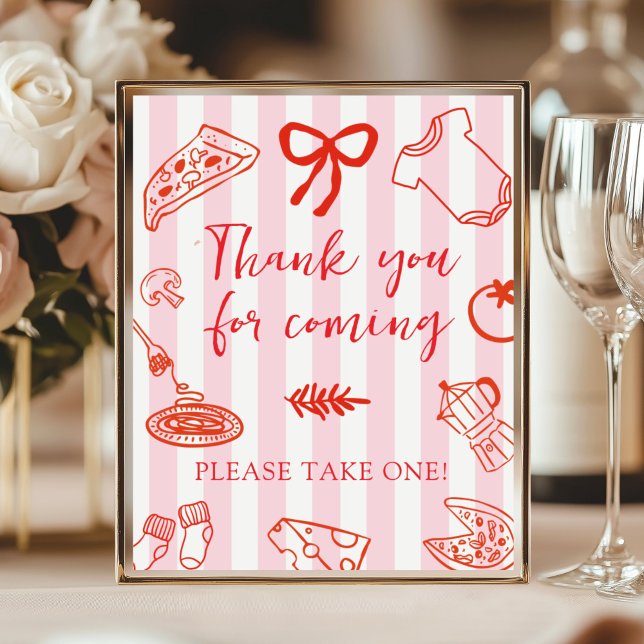 Red and Pink Baby Shower Thank you for coming Sign (Red and Pink Baby Shower Thank you for coming sign)