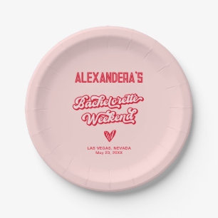 Red and Pink Bachelorette Party Paper Plate