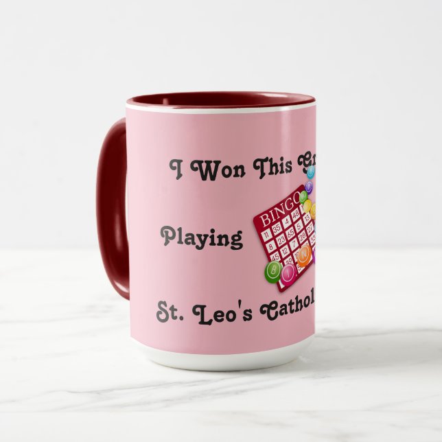 Red and Pink Bingo Winners Mug (Front Left)