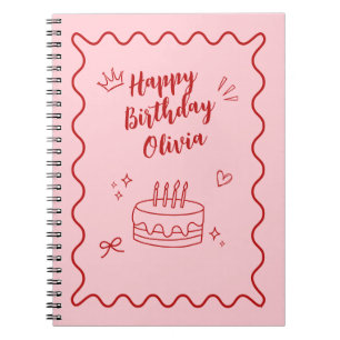 Red and Pink Birthday Notebook