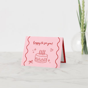 Red and Pink Birthday Thank You Card