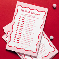 Red and Pink Bridal Shower He Said She Said Game