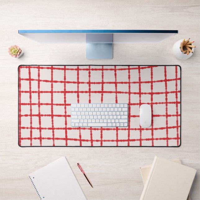 Red and Pink Check Pattern Vibrant and Stylish Desk Mat (Office 1)