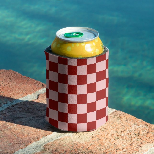 Red and Pink Chequerboard Can Cooler (In Situ Pool)