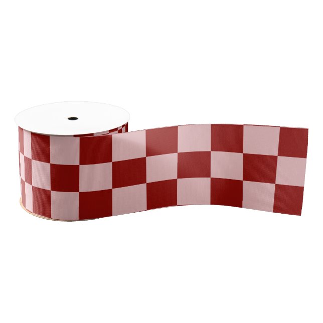 Red and Pink Chequerboard Grosgrain Ribbon (Spool)