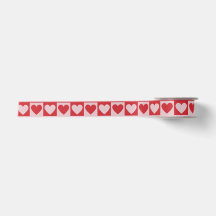 Red and Pink Chequerboard Heart Ribbon