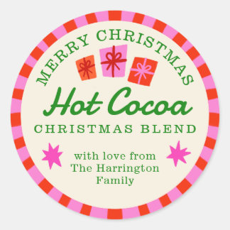 Red and Pink Christmas Hot Cocoa diy gift sticker