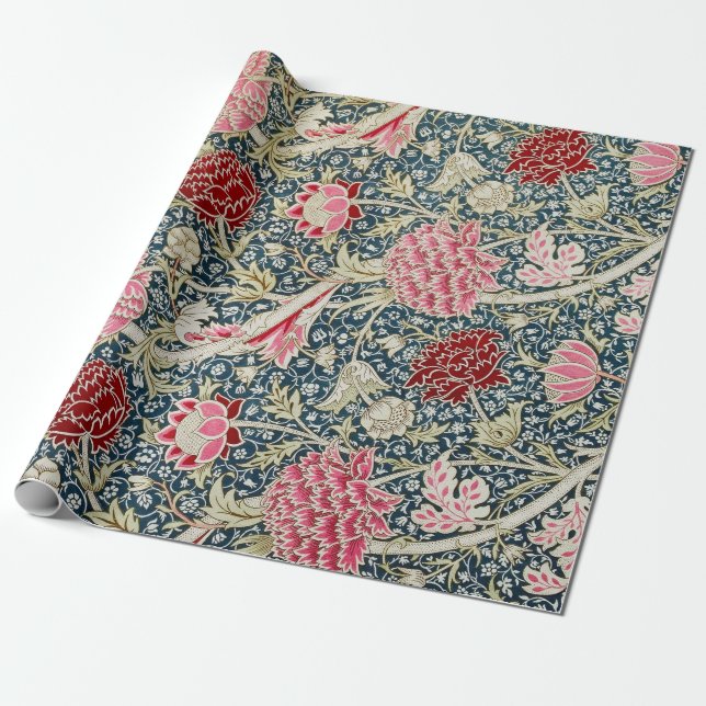 Red and Pink Chrysanthemum Wrapping Paper (Unrolled)