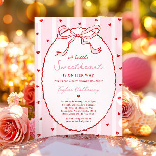 Red And Pink Coquette Bow Valentine's Baby Shower  Invitation