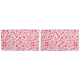Red and Pink Cute Confetti Hearts Pattern   Pillowcase