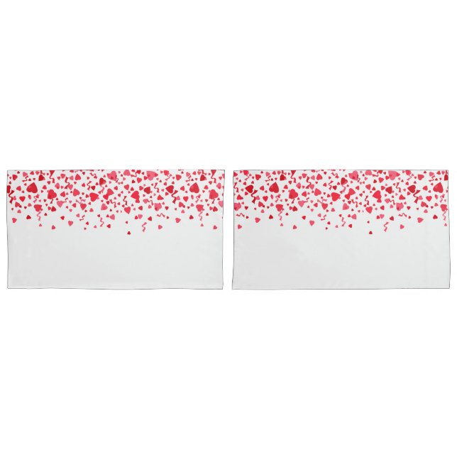 Red and Pink Cute Confetti Hearts Pattern   Pillowcase (Front-Set)