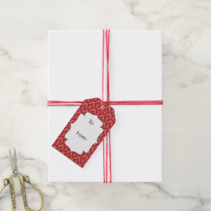 Red and Pink Damask Pattern Vintage Gift Tag