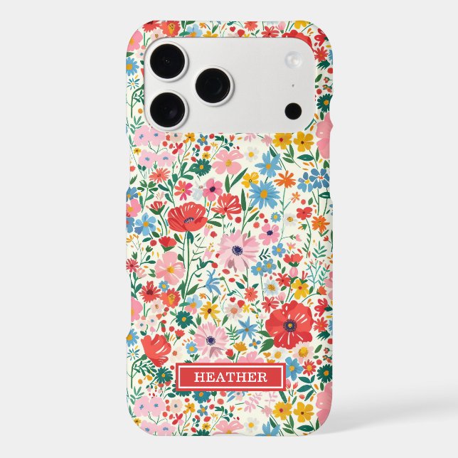 Red and Pink Ditsy Flowers Monogrammed (Back)