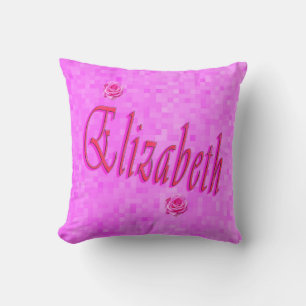 Red And Pink Elizabeth Name, Cushion