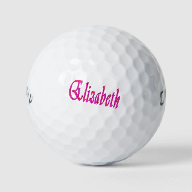 Red And Pink Elizabeth Name, Golf Balls (Front)
