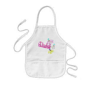 Red And Pink Elizabeth Name, Kids Apron
